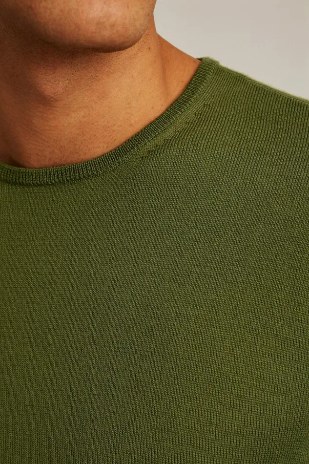 Men Crew and VNeck Sweaters Bonobos Washable Merino Crew Neck Sweater Olive