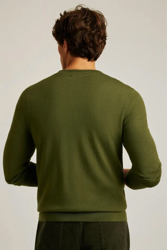 Men Crew and VNeck Sweaters Bonobos Washable Merino Crew Neck Sweater Olive