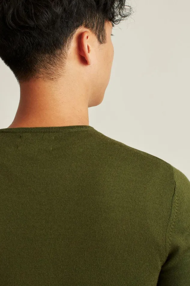 Men Crew and VNeck Sweaters Bonobos Washable Merino Crew Neck Sweater Olive