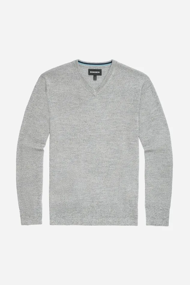 Men Crew and VNeck Sweaters Bonobos Washable Merino VNeck Sweater Grey