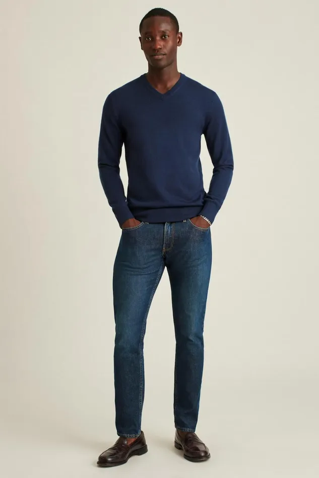 Men Crew and VNeck Sweaters Bonobos Washable Merino VNeck Sweater Navy