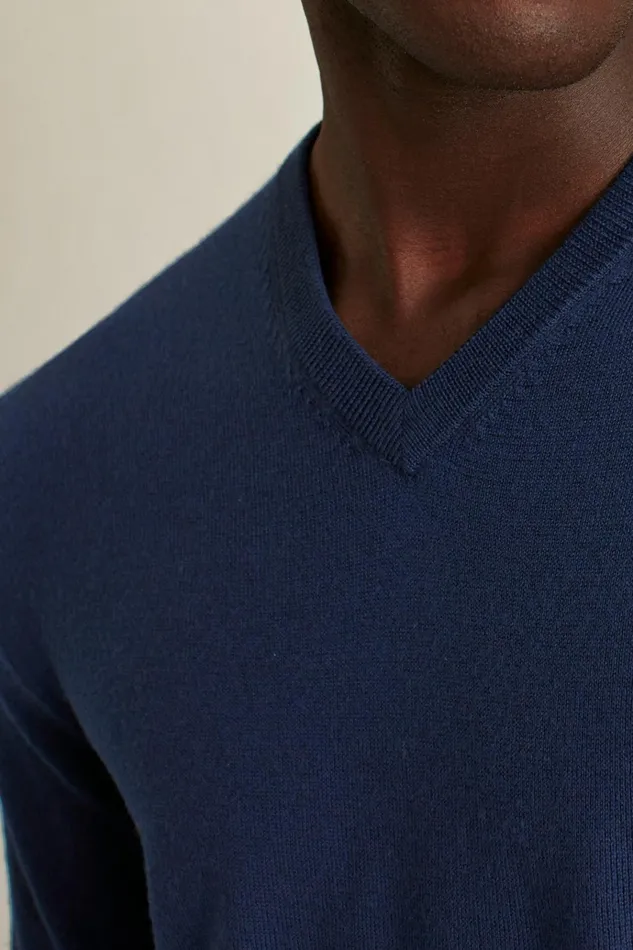 Men Crew and VNeck Sweaters Bonobos Washable Merino VNeck Sweater Navy