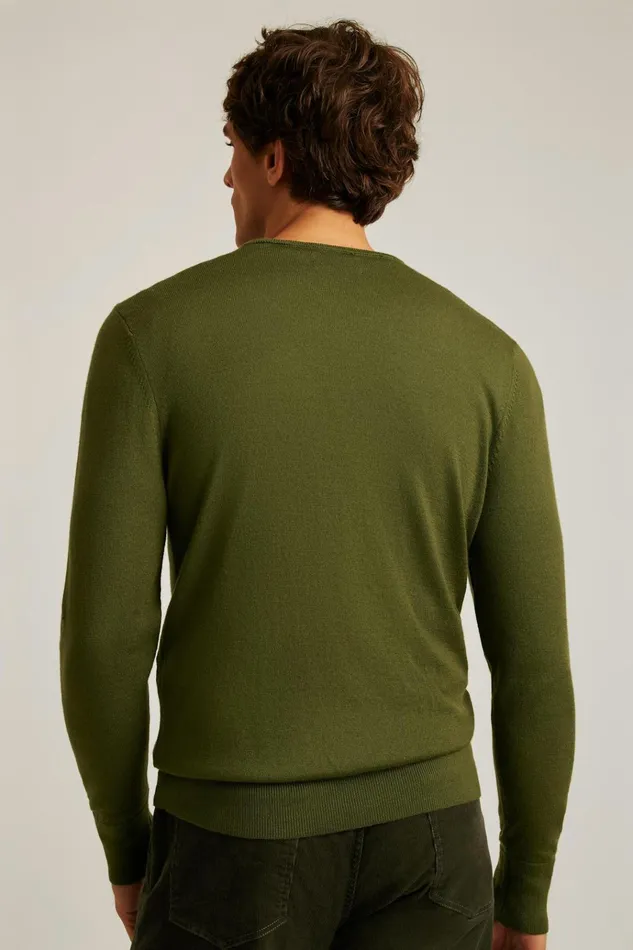 Men Crew and VNeck Sweaters Bonobos Washable Merino VNeck Sweater Olive