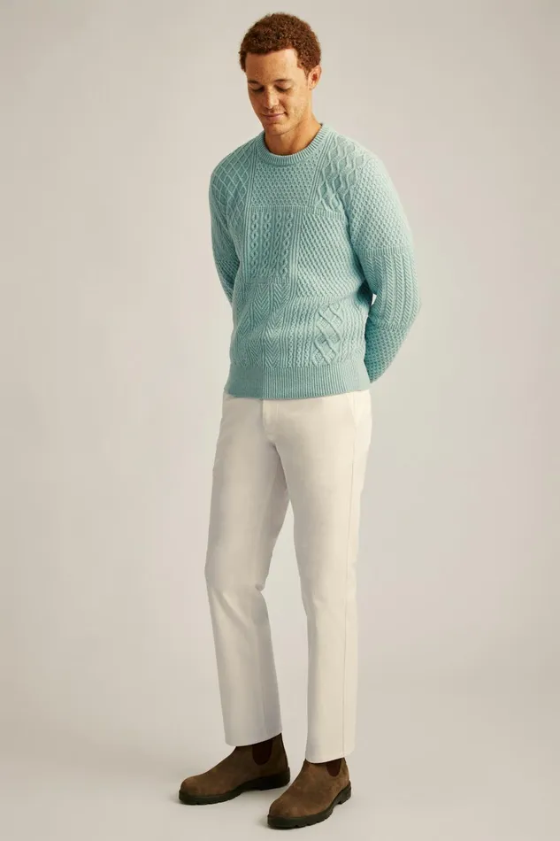 Men Crew and VNeck Sweaters Bonobos Wool Cable Crew Neck Sweater Light Blue Men Crew and VNeck Sweaters Bonobos Wool Cable Crew Neck Sweater Light Blue