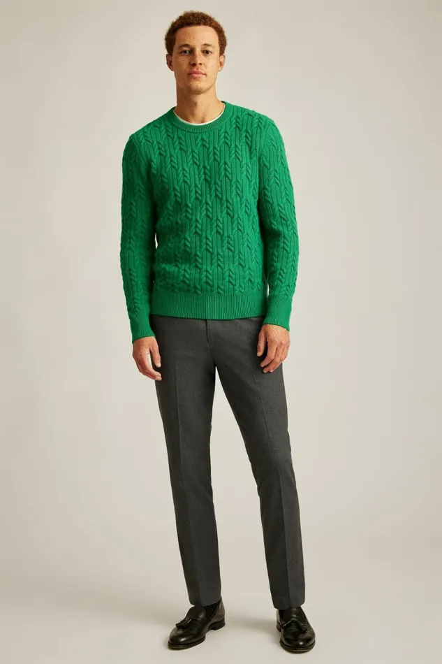 Men Crew and VNeck Sweaters Bonobos Wool Cable Crew Neck Sweater Sea Green Men Crew and VNeck Sweaters Bonobos Wool Cable Crew Neck Sweater Sea Green