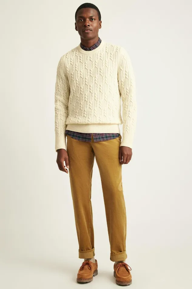 Men Crew and VNeck Sweaters Bonobos Wool Cable Crew Neck Sweater Winter White Men Crew and VNeck Sweaters Bonobos Wool Cable Crew Neck Sweater Winter White