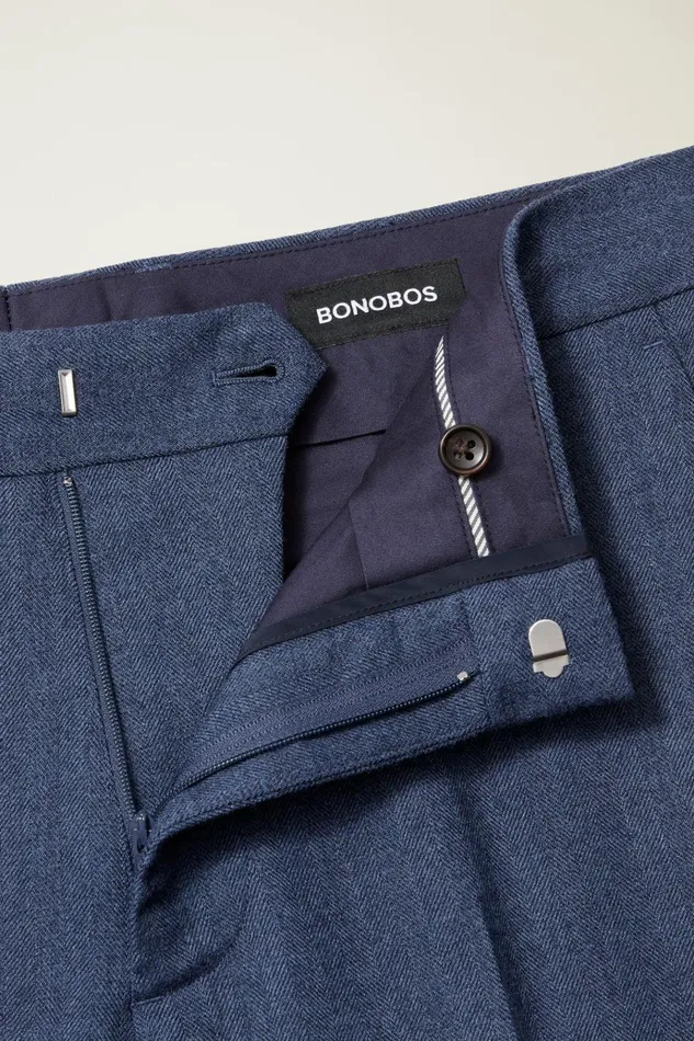 Men Dress Pants Bonobos Jetsetter Wool Dress Pant Dark Blue Herringbone