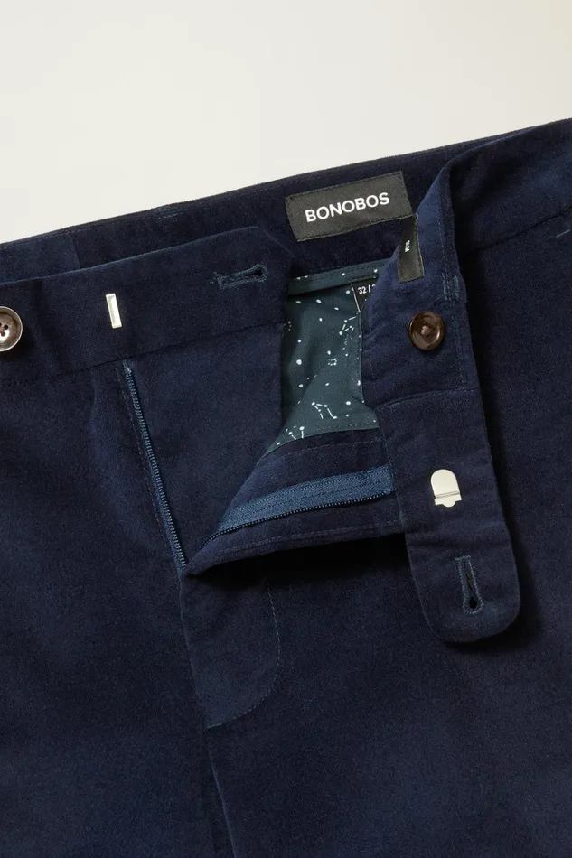 Men Dress Pants Bonobos Velvet Trousers Maritime Blue