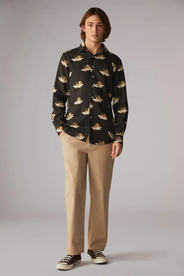 Men Fiorucci All Over Angels Shirt Black Black