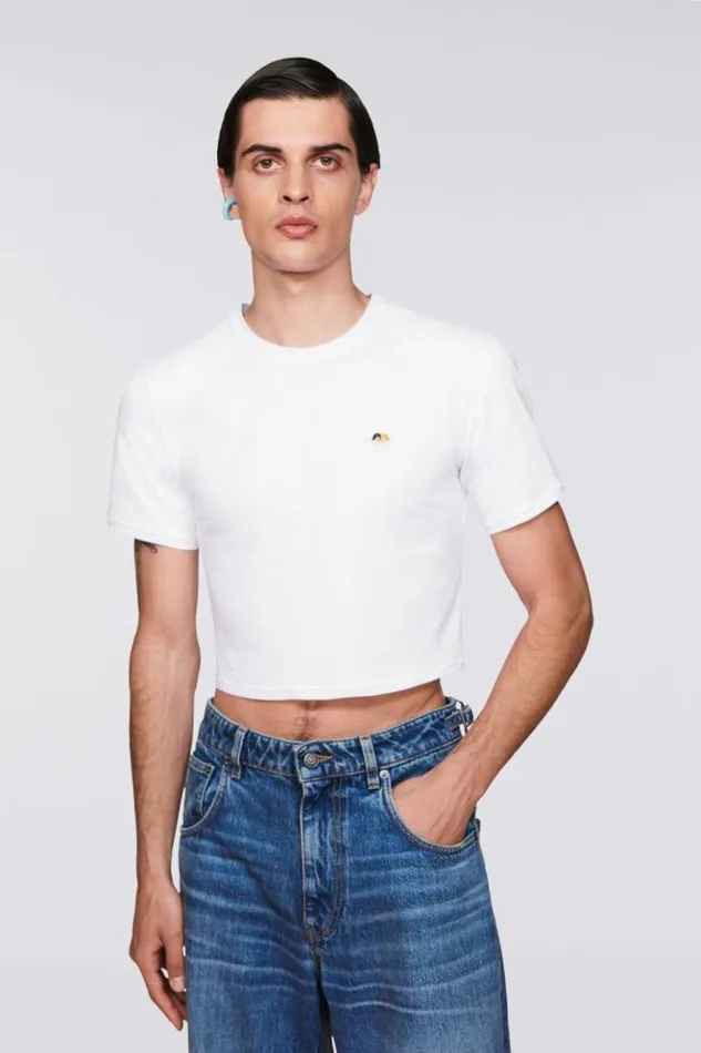 Men Fiorucci Angels Patch Crop TShirt White White Men Fiorucci Angels Patch Crop TShirt White White