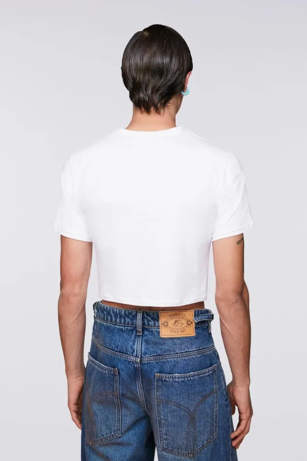 Men Fiorucci Angels Patch Crop TShirt White White Men Fiorucci Angels Patch Crop TShirt White White