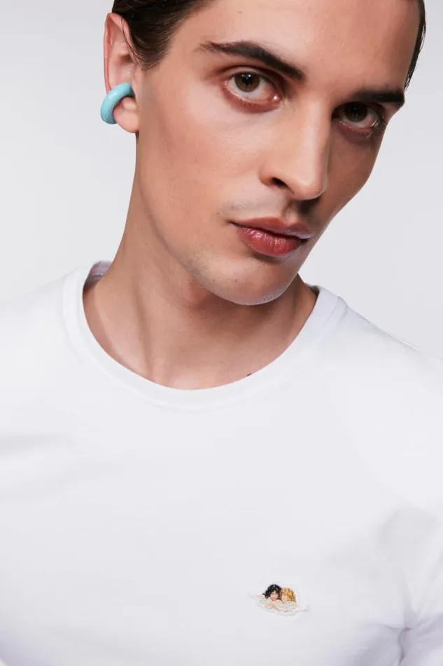 Men Fiorucci Angels Patch Crop TShirt White White Men Fiorucci Angels Patch Crop TShirt White White