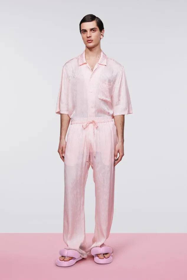 Men Fiorucci Banimalier Jacquard Trousers Pink Pink