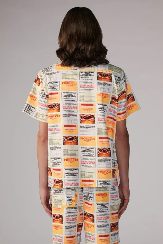 Men Fiorucci Card Print Bowling Shirt White White Men Fiorucci Card Print Bowling Shirt White White