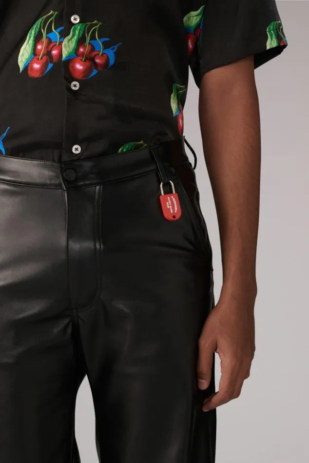 Men Fiorucci Faux Leather Trousers Black Black Men Fiorucci Faux Leather Trousers Black Black