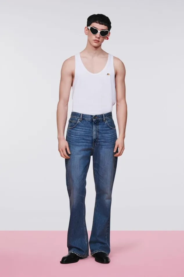 Men Fiorucci Flare Jeans Mid Blue Mid Blue