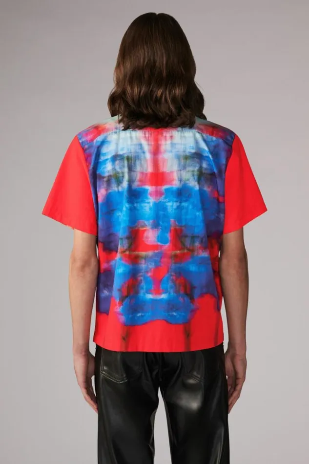 Men Fiorucci Flower Blur Bowling Shirt Red Red Men Fiorucci Flower Blur Bowling Shirt Red Red
