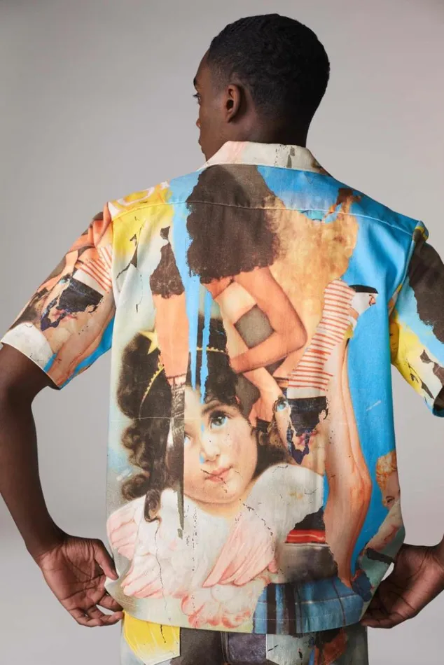 Men Fiorucci Graphic Poster Wall Bowling Shirt Multi Multi Men Fiorucci Graphic Poster Wall Bowling Shirt Multi Multi