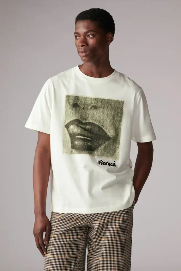 Men Fiorucci Lips Graphic TShirt White White Men Fiorucci Lips Graphic TShirt White White