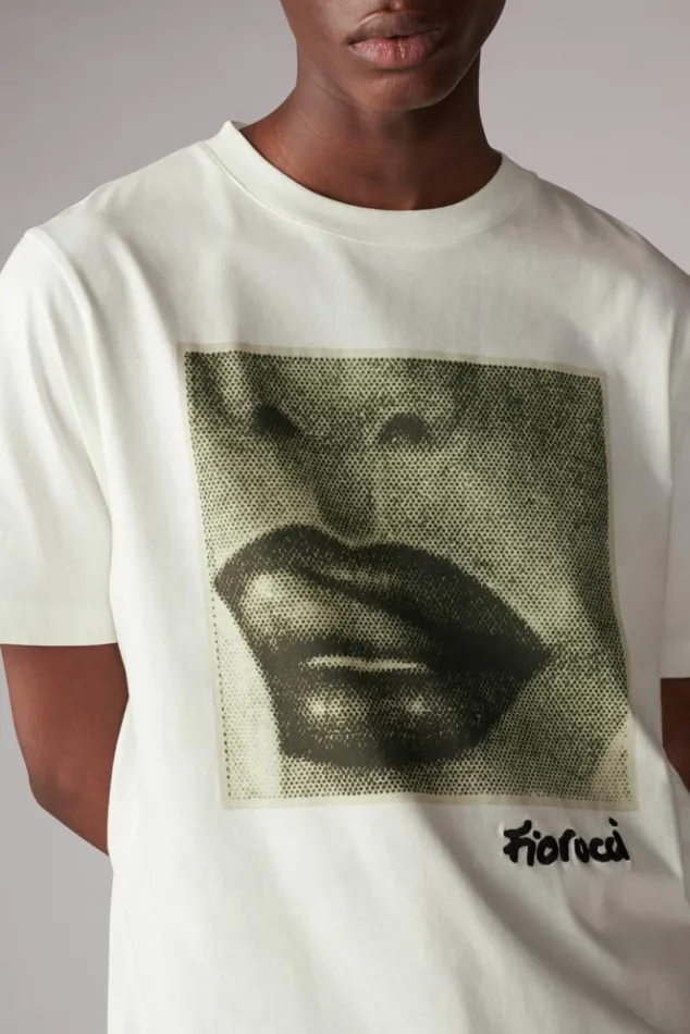 Men Fiorucci Lips Graphic TShirt White White Men Fiorucci Lips Graphic TShirt White White