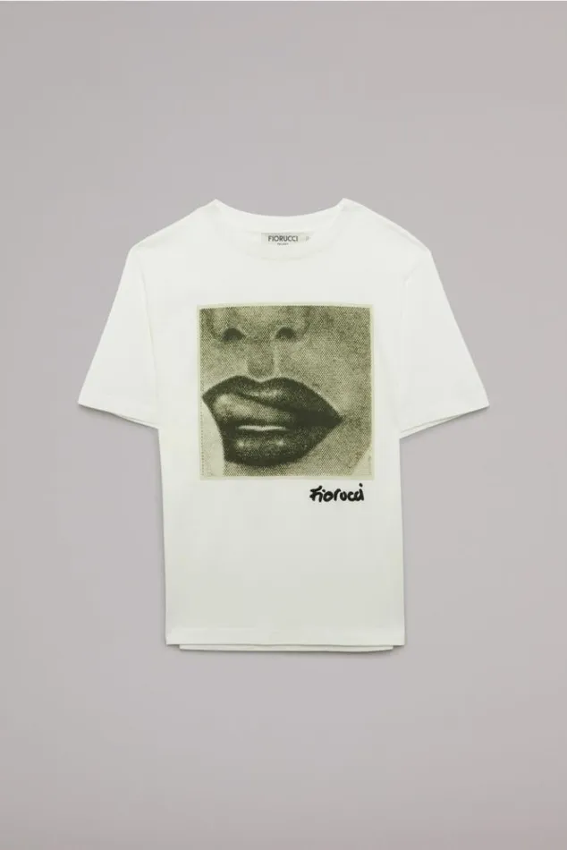 Men Fiorucci Lips Graphic TShirt White White Men Fiorucci Lips Graphic TShirt White White