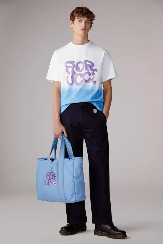 Men Fiorucci Liquid Logo Ombre Tshirt Blue Blue