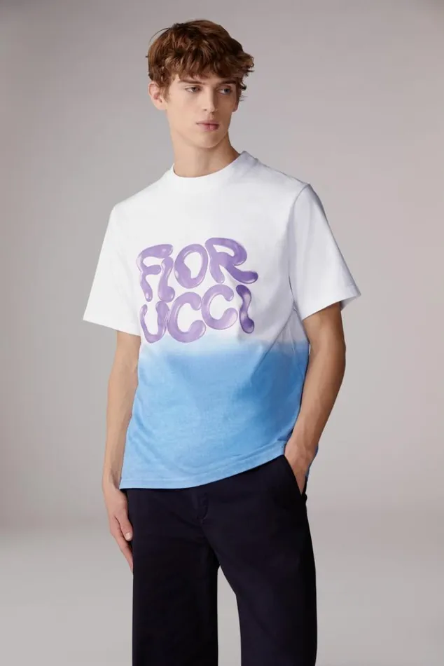 Men Fiorucci Liquid Logo Ombre Tshirt Blue Blue Men Fiorucci Liquid Logo Ombre Tshirt Blue Blue