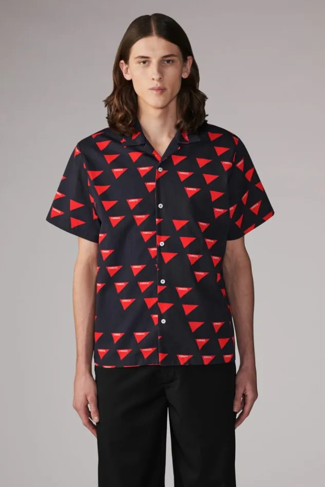 Men Fiorucci Logo Flag Bowling Shirt Navy Navy Men Fiorucci Logo Flag Bowling Shirt Navy Navy