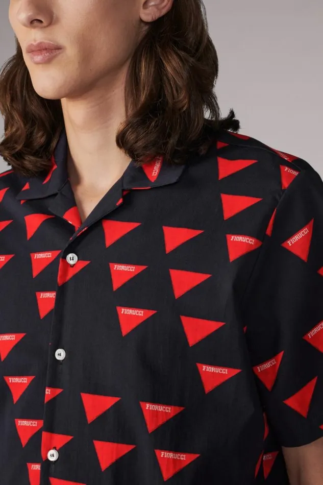 Men Fiorucci Logo Flag Bowling Shirt Navy Navy Men Fiorucci Logo Flag Bowling Shirt Navy Navy
