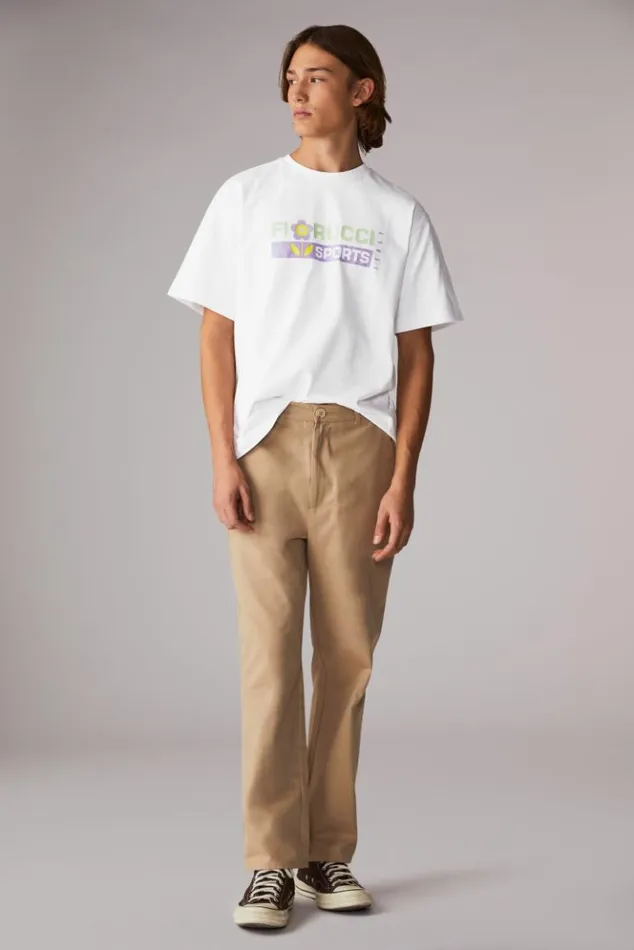 Men Fiorucci Logo Patch Trousers Brown Brown