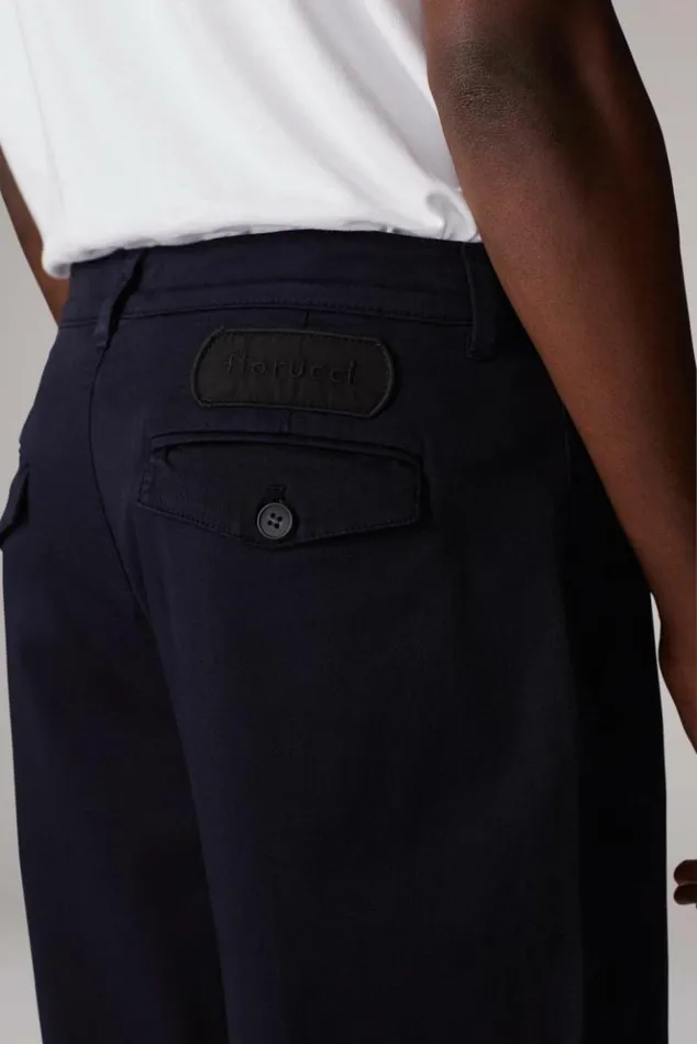 Men Fiorucci Logo Patch Trousers Navy Navy Men Fiorucci Logo Patch Trousers Navy Navy