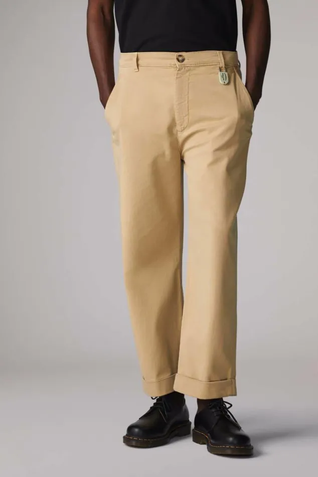 Men Fiorucci Logo Patch Trousers Tan Tan Men Fiorucci Logo Patch Trousers Tan Tan