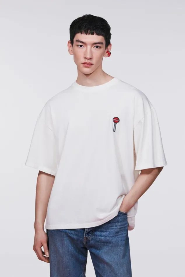 Men Fiorucci Lollipop Patch TShirt White White Men Fiorucci Lollipop Patch TShirt White White