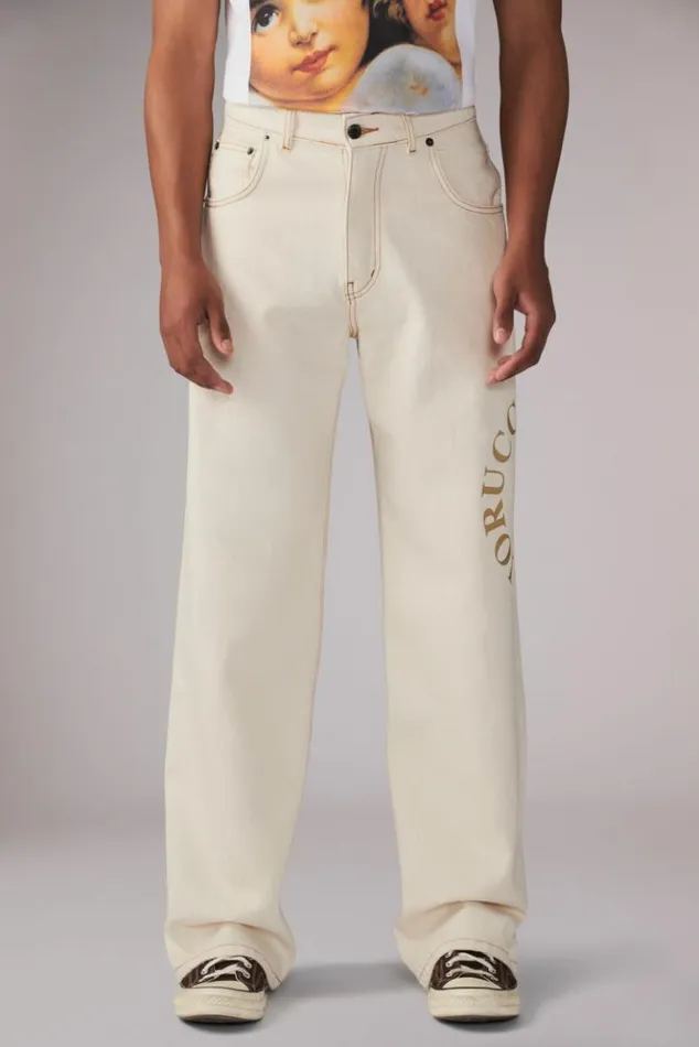 Men Fiorucci Milano Stamp Carpenter Jeans Cream Cream Men Fiorucci Milano Stamp Carpenter Jeans Cream Cream
