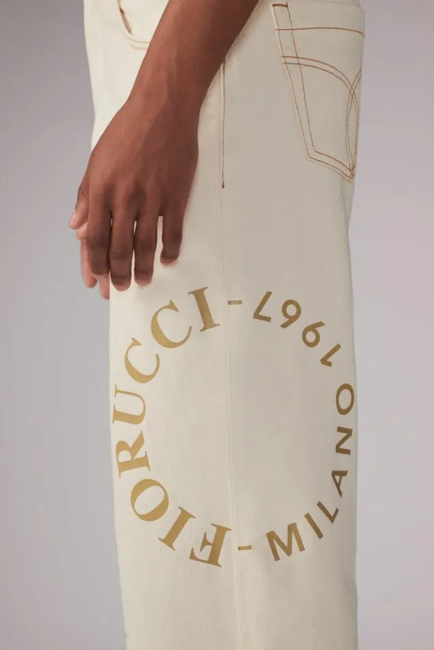 Men Fiorucci Milano Stamp Carpenter Jeans Cream Cream Men Fiorucci Milano Stamp Carpenter Jeans Cream Cream