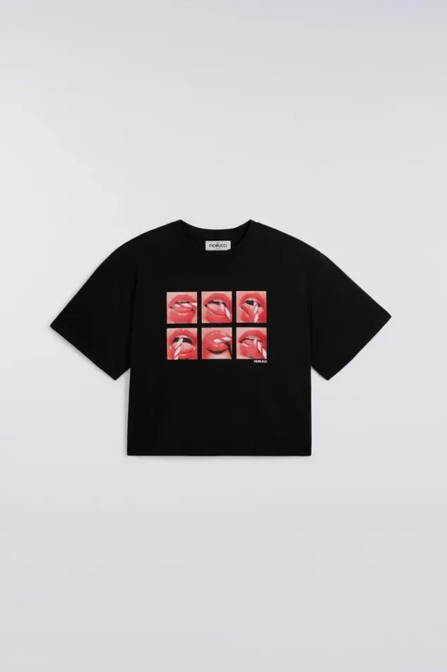Men Fiorucci Mouth Graphic TShirt Black Black Men Fiorucci Mouth Graphic TShirt Black Black