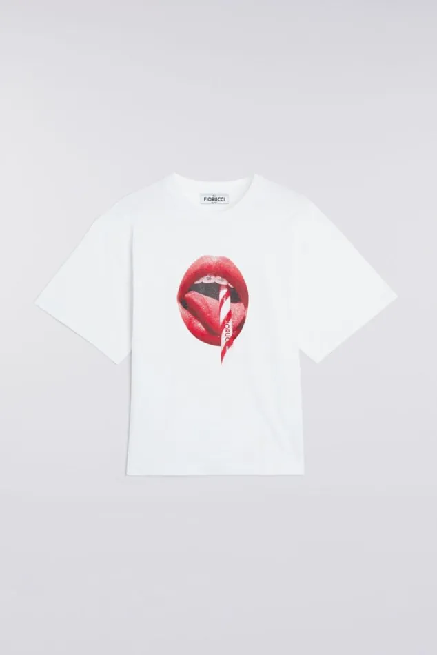 Men Fiorucci Mouth Graphic TShirt White White Men Fiorucci Mouth Graphic TShirt White White