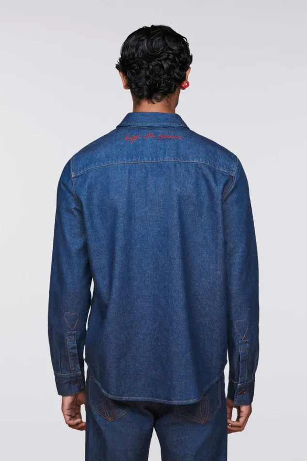 Men Fiorucci Patch Denim Shirt Indigo Blue Indigo Blue Men Fiorucci Patch Denim Shirt Indigo Blue Indigo Blue