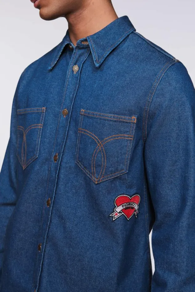 Men Fiorucci Patch Denim Shirt Indigo Blue Indigo Blue Men Fiorucci Patch Denim Shirt Indigo Blue Indigo Blue