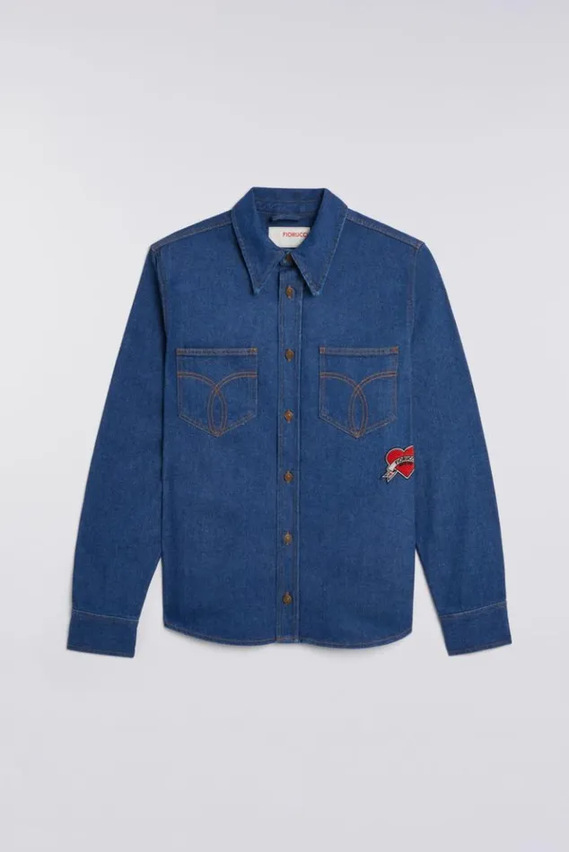Men Fiorucci Patch Denim Shirt Indigo Blue Indigo Blue Men Fiorucci Patch Denim Shirt Indigo Blue Indigo Blue