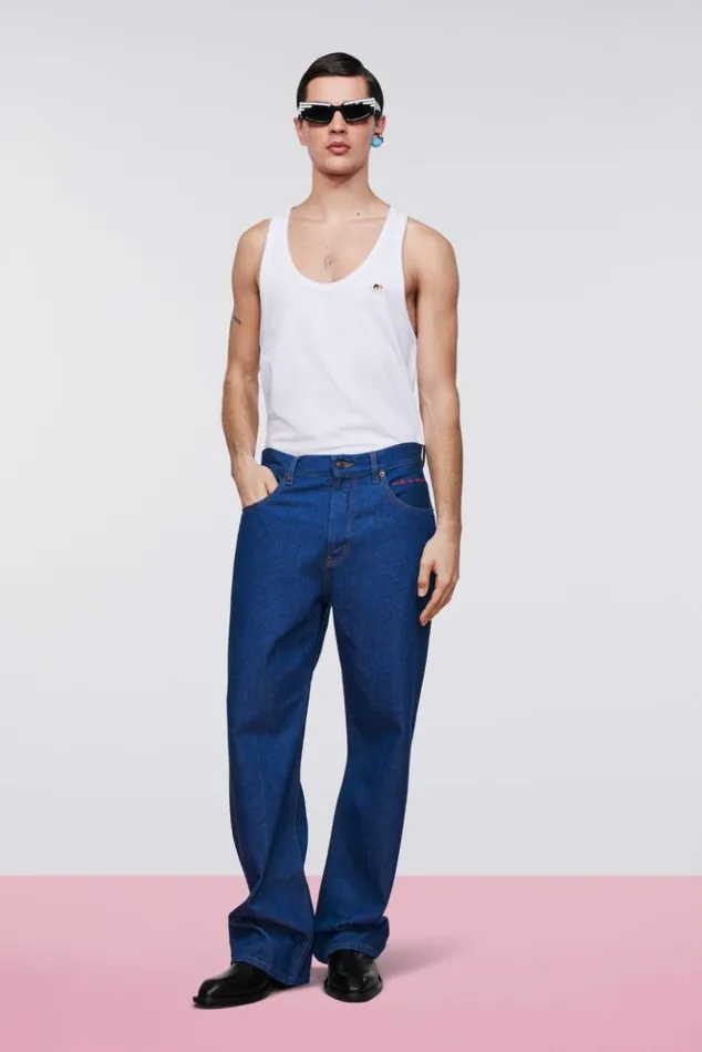 Men Fiorucci Patch Jeans Indigo Blue Indigo Blue