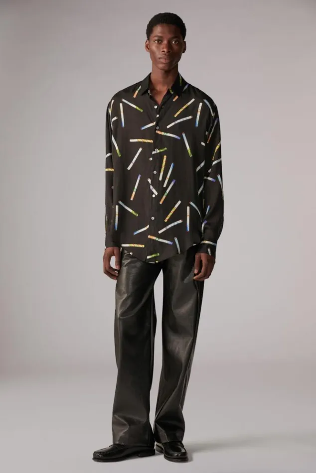 Men Fiorucci Stick Print Shirt Black Black