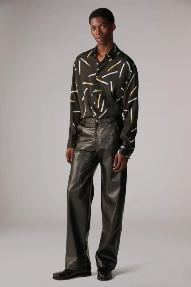 Men Fiorucci Stick Print Shirt Black Black Men Fiorucci Stick Print Shirt Black Black