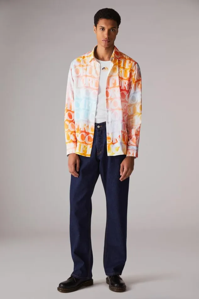 Men Fiorucci Watercolour Monogram Shirt Multi Multi