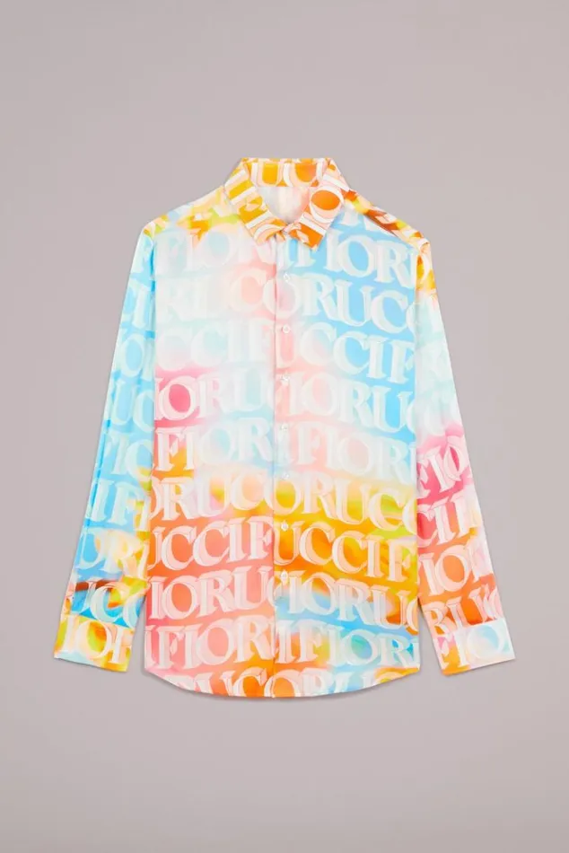 Men Fiorucci Watercolour Monogram Shirt Multi Multi Men Fiorucci Watercolour Monogram Shirt Multi Multi