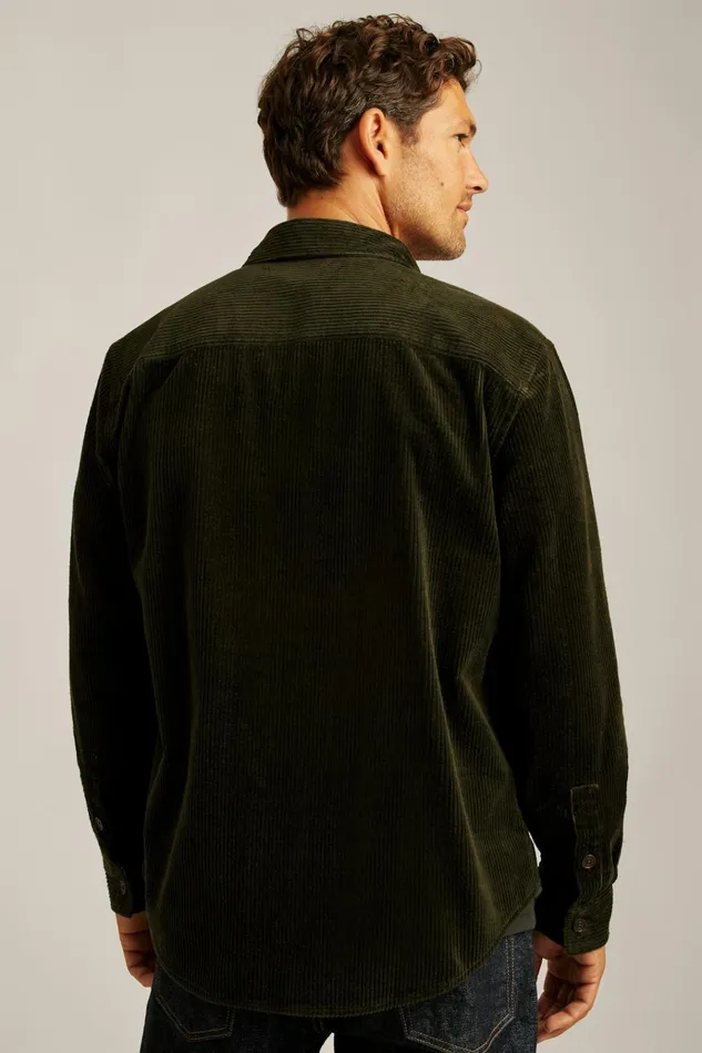Men Flannels and Shirt Jackets Bonobos Corduroy Overshirt Tuscan Olive