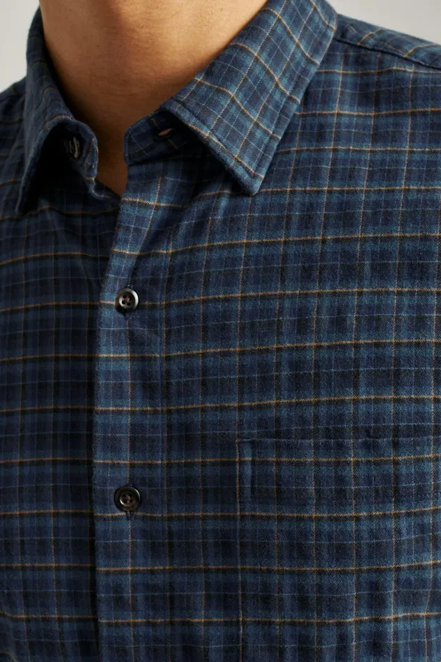 Men Flannels and Shirt Jackets Bonobos Everyday Lightweight Flannel Shirt Blue Gladstone Plaid