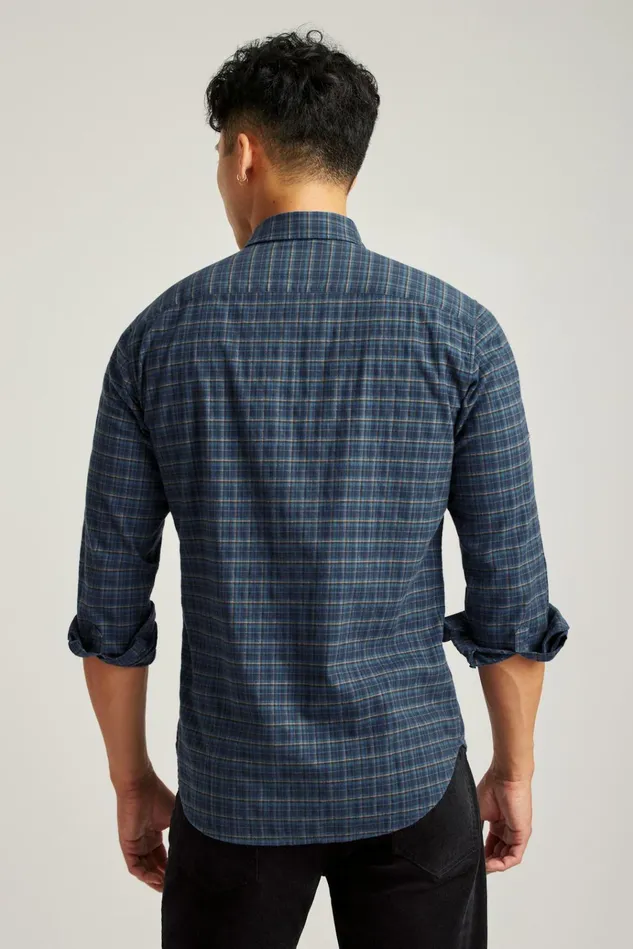Men Flannels and Shirt Jackets Bonobos Everyday Lightweight Flannel Shirt Blue Gladstone Plaid