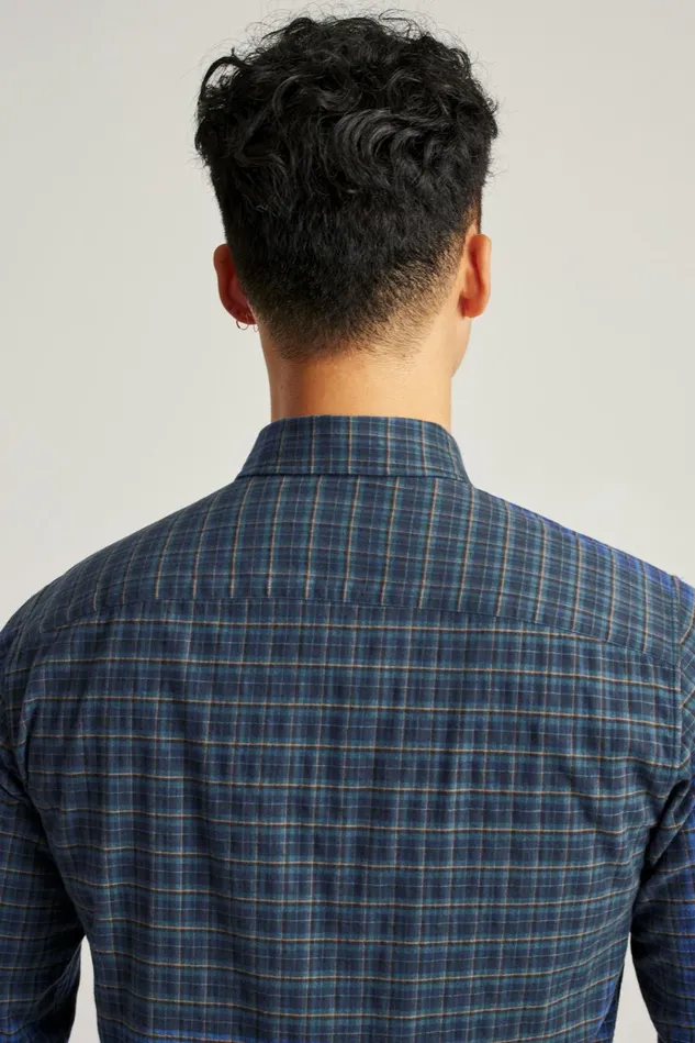 Men Flannels and Shirt Jackets Bonobos Everyday Lightweight Flannel Shirt Blue Gladstone Plaid