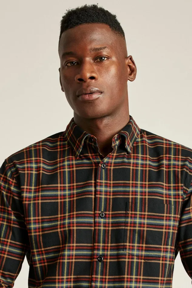 Men Flannels and Shirt Jackets Bonobos Everyday Lightweight Flannel Shirt Blue Wellington Plaid